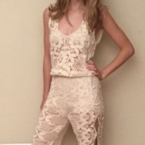 Free People white lace jumpsuit - M